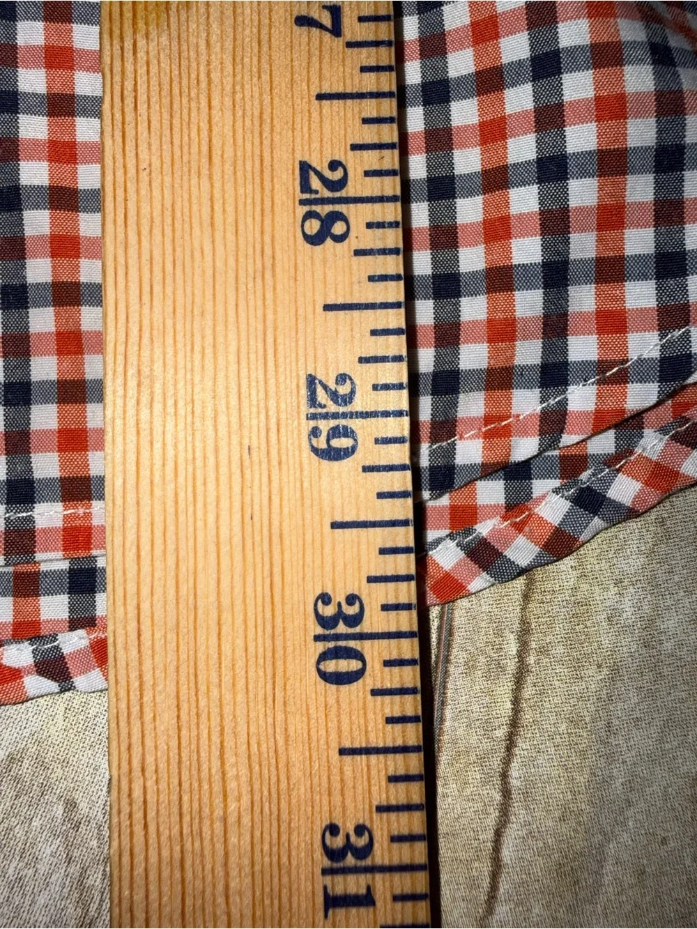 Campus Men's Orange & Navy plaid Button-Down Shirt feauturing AU